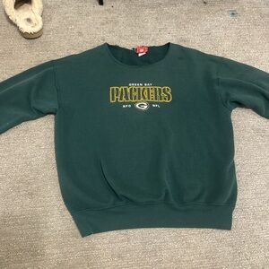 Vintage Embroidered Packers Off the Shoulder Crewneck